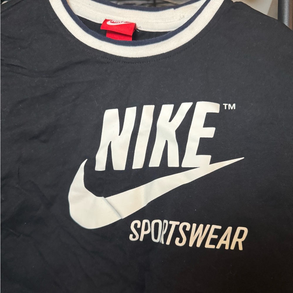 Nike Navy and White Crew Neck Tee